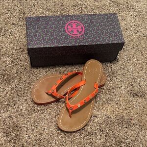 Tory Burch Orange and Tan Women's Sandals